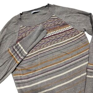 Smartwool‎ Striped Wool Blend Sweater Gray Brown Women's Size S READ